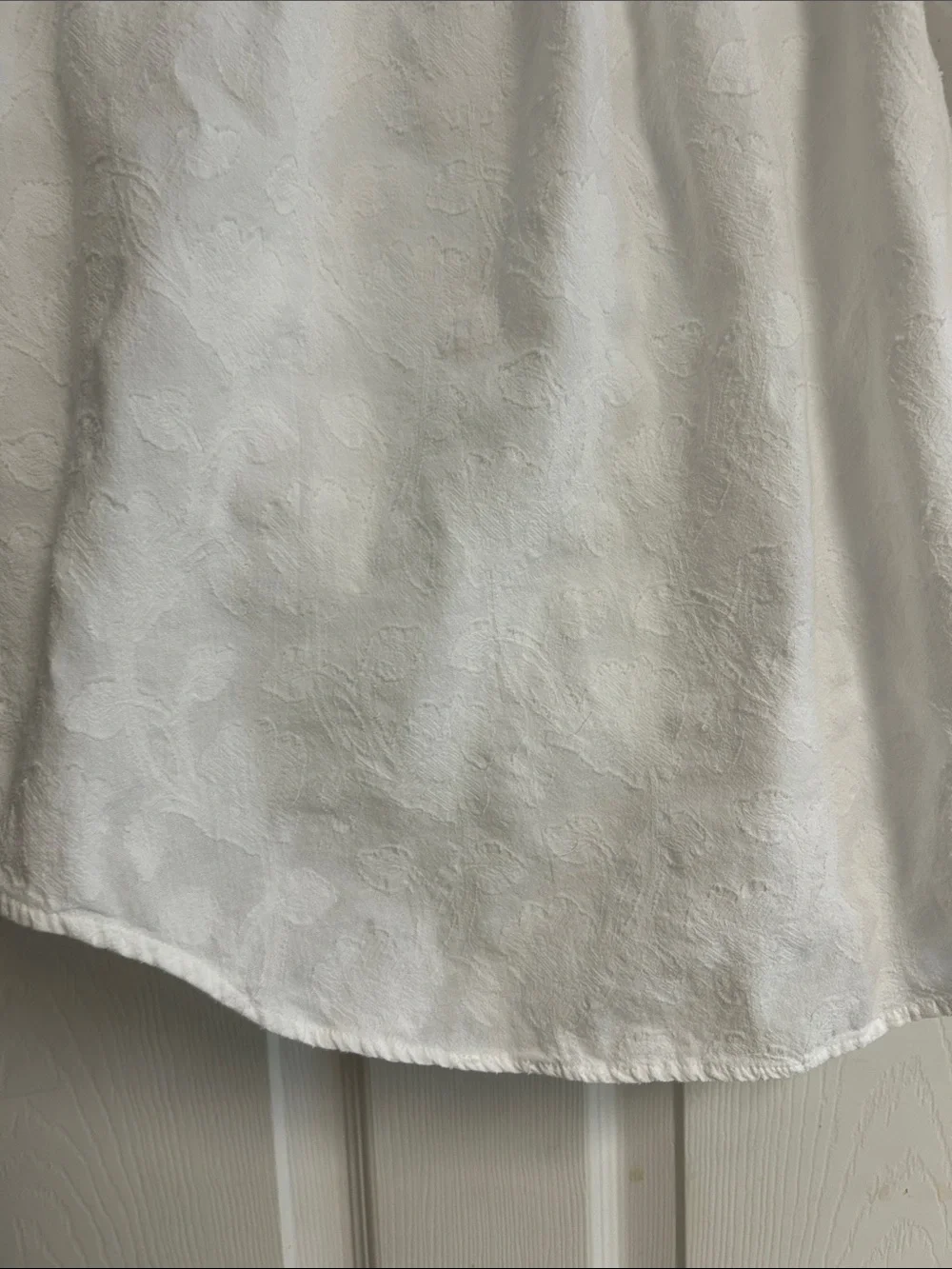LC Lauren Conrad White Puff-Sleeve Embroidered Lined Blouse
